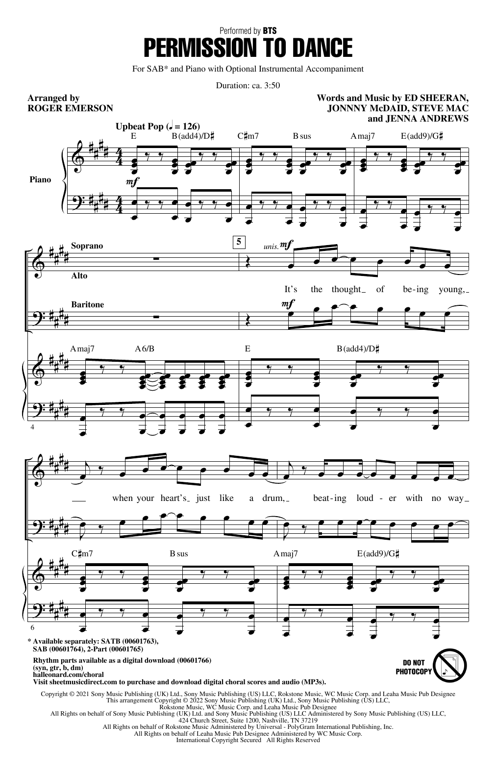 Product picture to: Permission To Dance (arr. Roger Emerson)