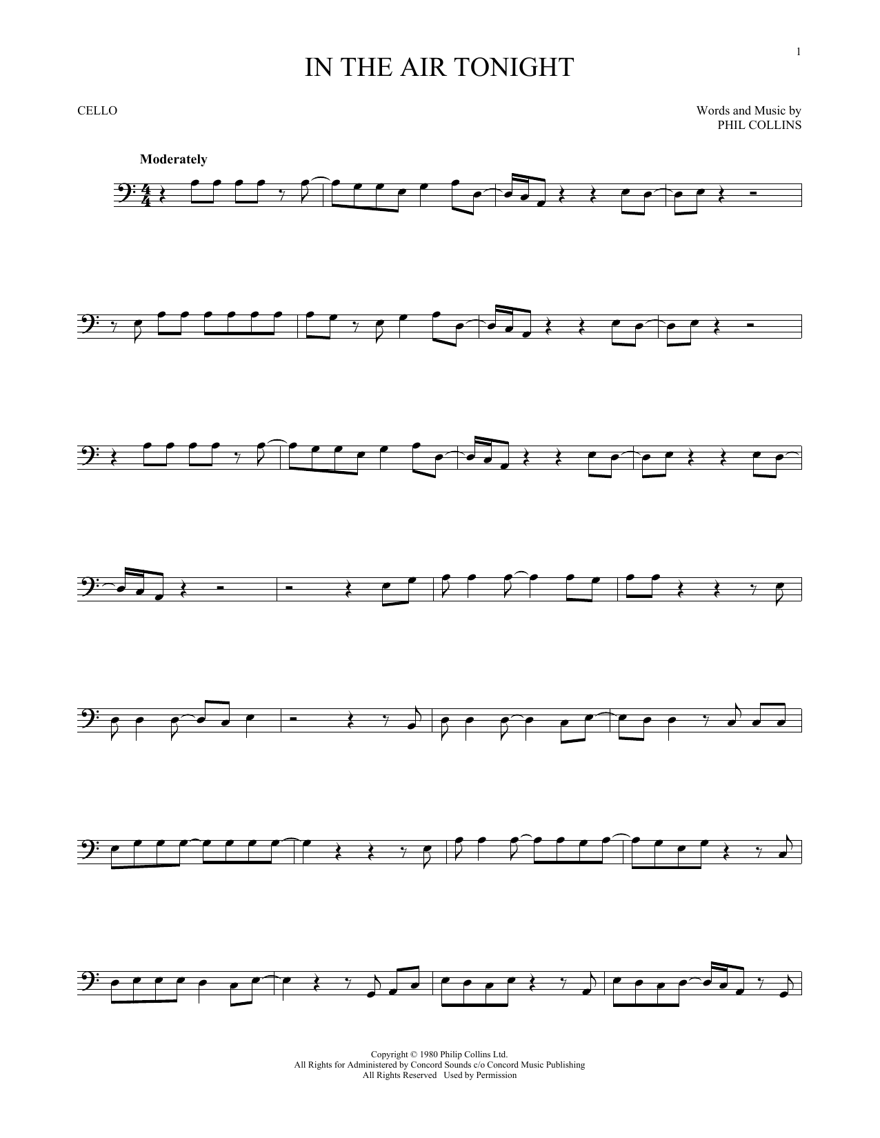 Produktgalerie: Seite 1 von 1 In The Air Tonight, Phil Collins, Violoncello