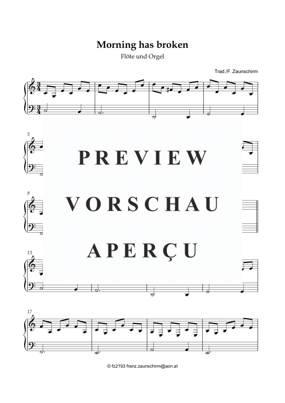 gallery: Morning has broken, , Transverse Flute and Organ