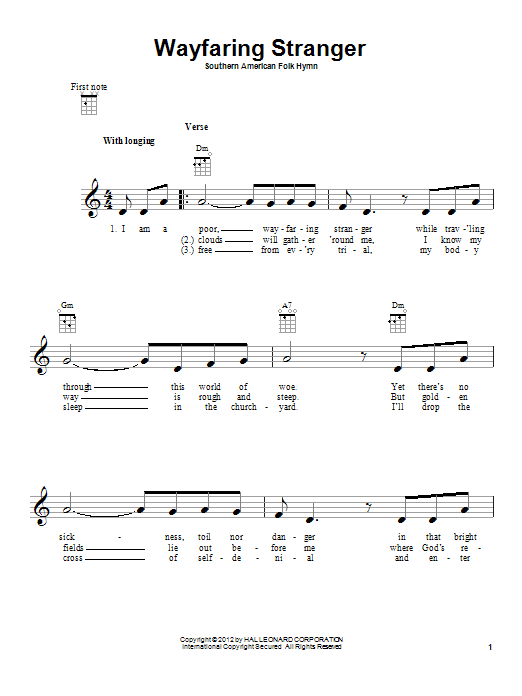 Product gallery: Page 1 of 1 Wayfaring Stranger, Southern American Folk Hymn