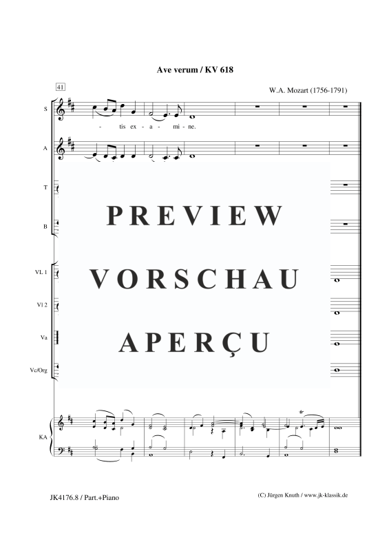 gallery: Ave verum KV 618, , Gemischter Chor, Streicher und Orgel/Klavier