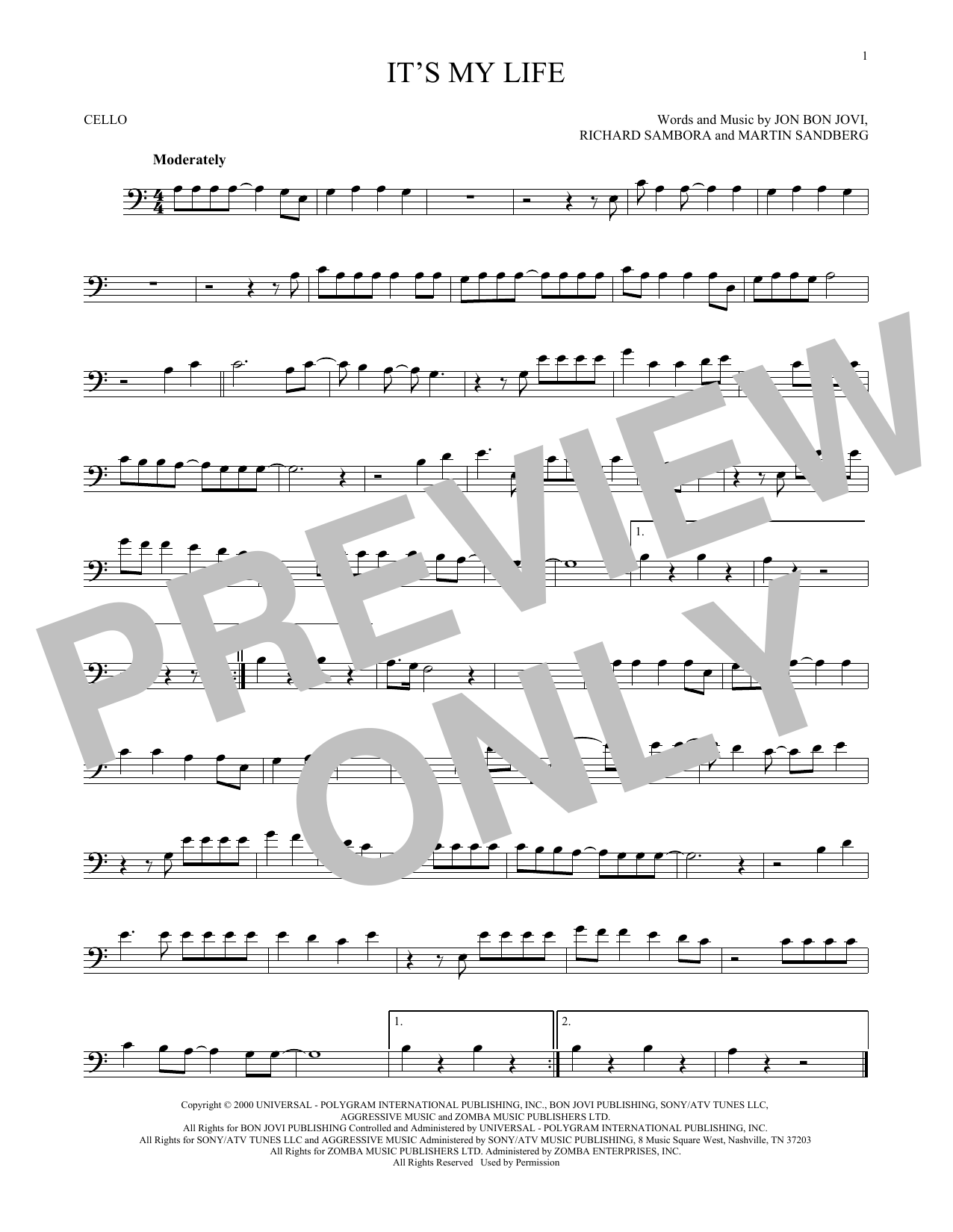 Produktgalerie: Seite 1 von 1 It's My Life, Bon Jovi, Violoncello