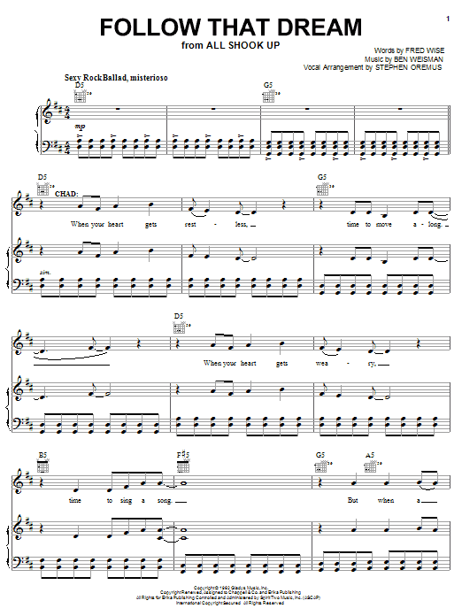 Produktgalerie: Seite 1 von 1 Follow That Dream, Elvis Presley, Gesang, Gitarre, Klavier