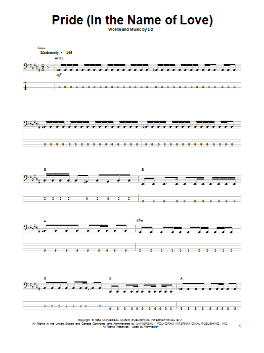 Produktgalerie: Seite 1 von 1 Pride (In The Name Of Love), U2, E-Bass
