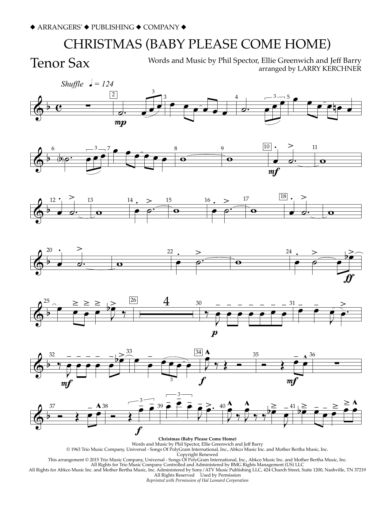 Product gallery: Page 1 of 1 Christmas (Baby Please Come Home) - Bb Tenor Saxophone, Larry Kerchner