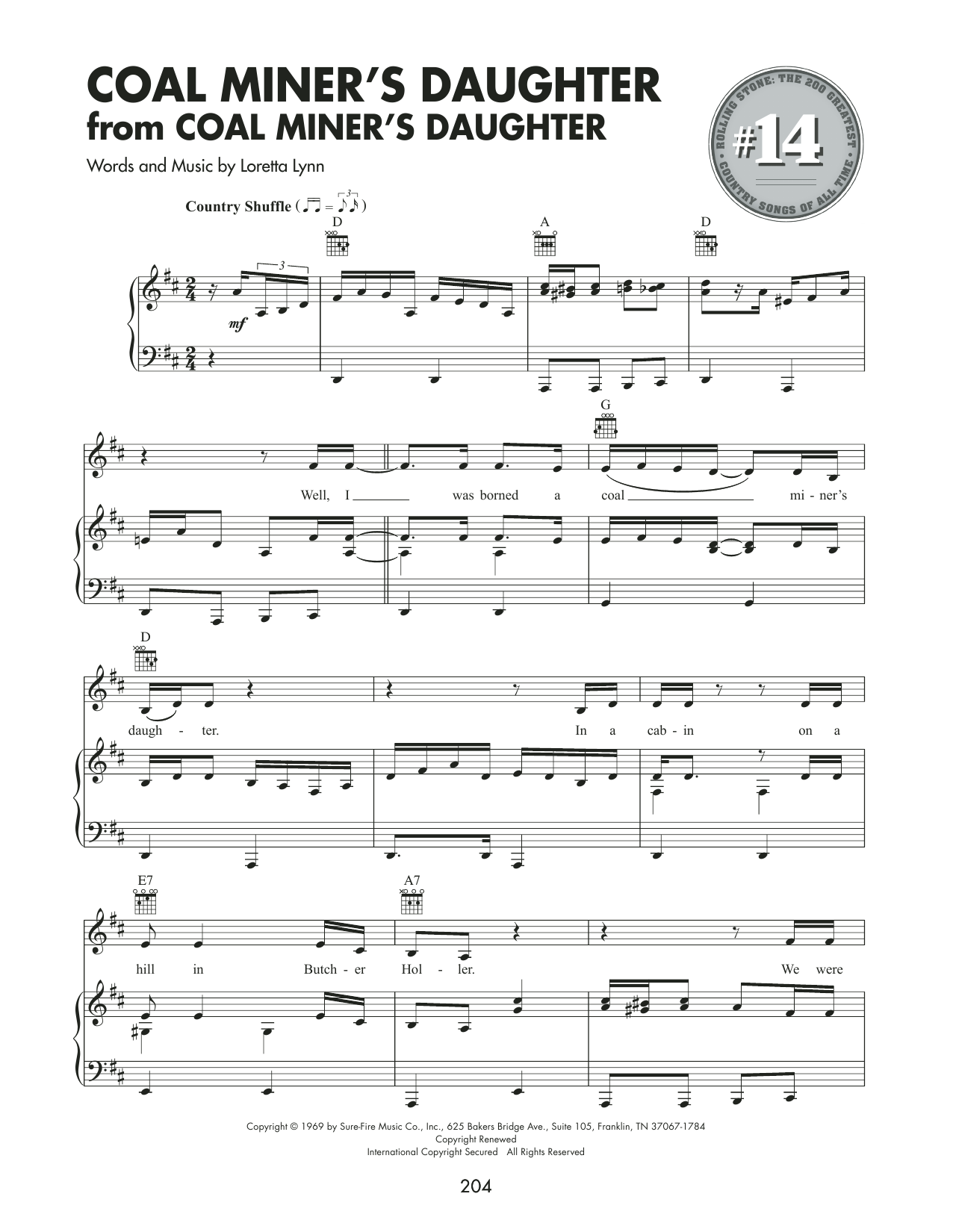 Produktgalerie: Seite 1 von 1 Coal Miner's Daughter, Loretta Lynn, Gesang, Gitarre, Klavier