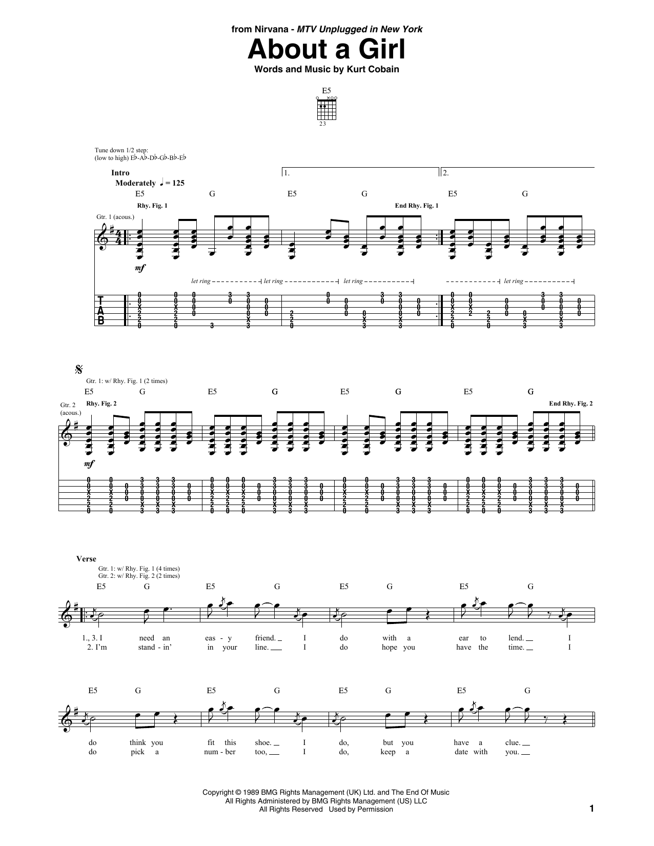 Produktgalerie: Seite 1 von 1 About A Girl, Nirvana, Gitarre