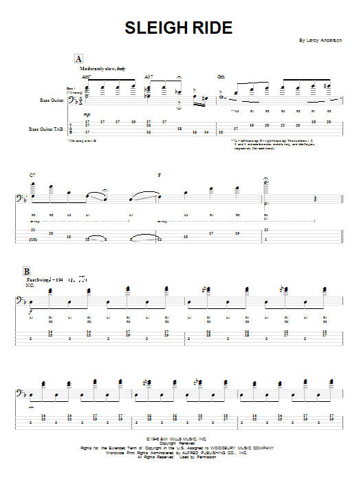 Produktgalerie: Seite 1 von 1 Sleigh Ride, Leroy Anderson, E-Bass