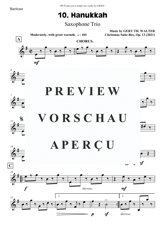 gallery: Hanukkah, , Saxophon Trio SA(T)B