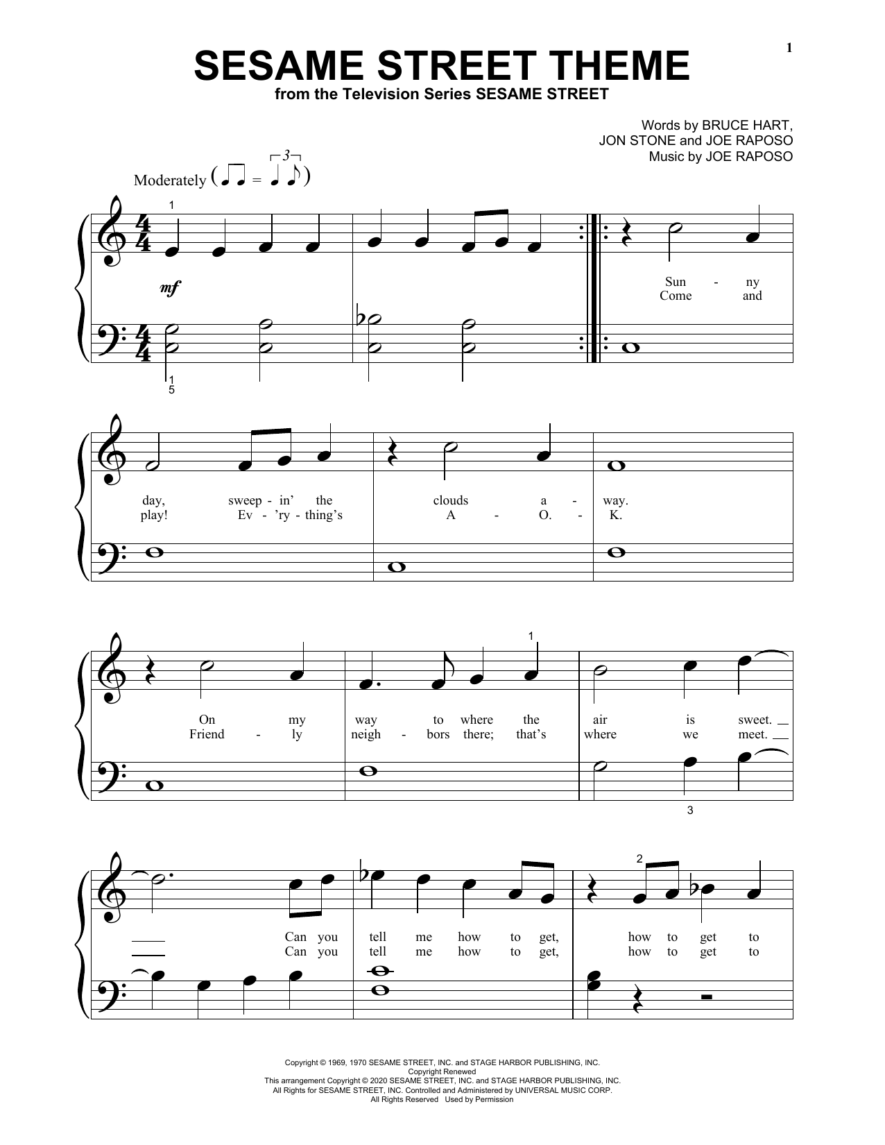 Produktgalerie: Seite 1 von 1 Sesame Street Theme, Bruce Hart, Jon Stone and Joe Raposo, Klavier