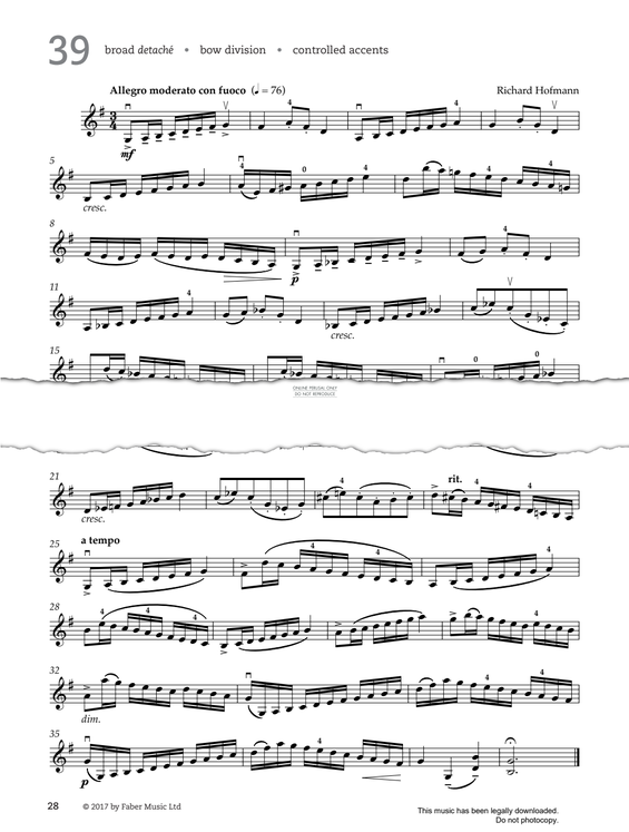 Produktgalerie: Seite 1 von 1 Study No.39 Allegro Moderato Con Fuoco (from '80 Graded Studies For Violin Book One'), Richard Hofmann, Violine