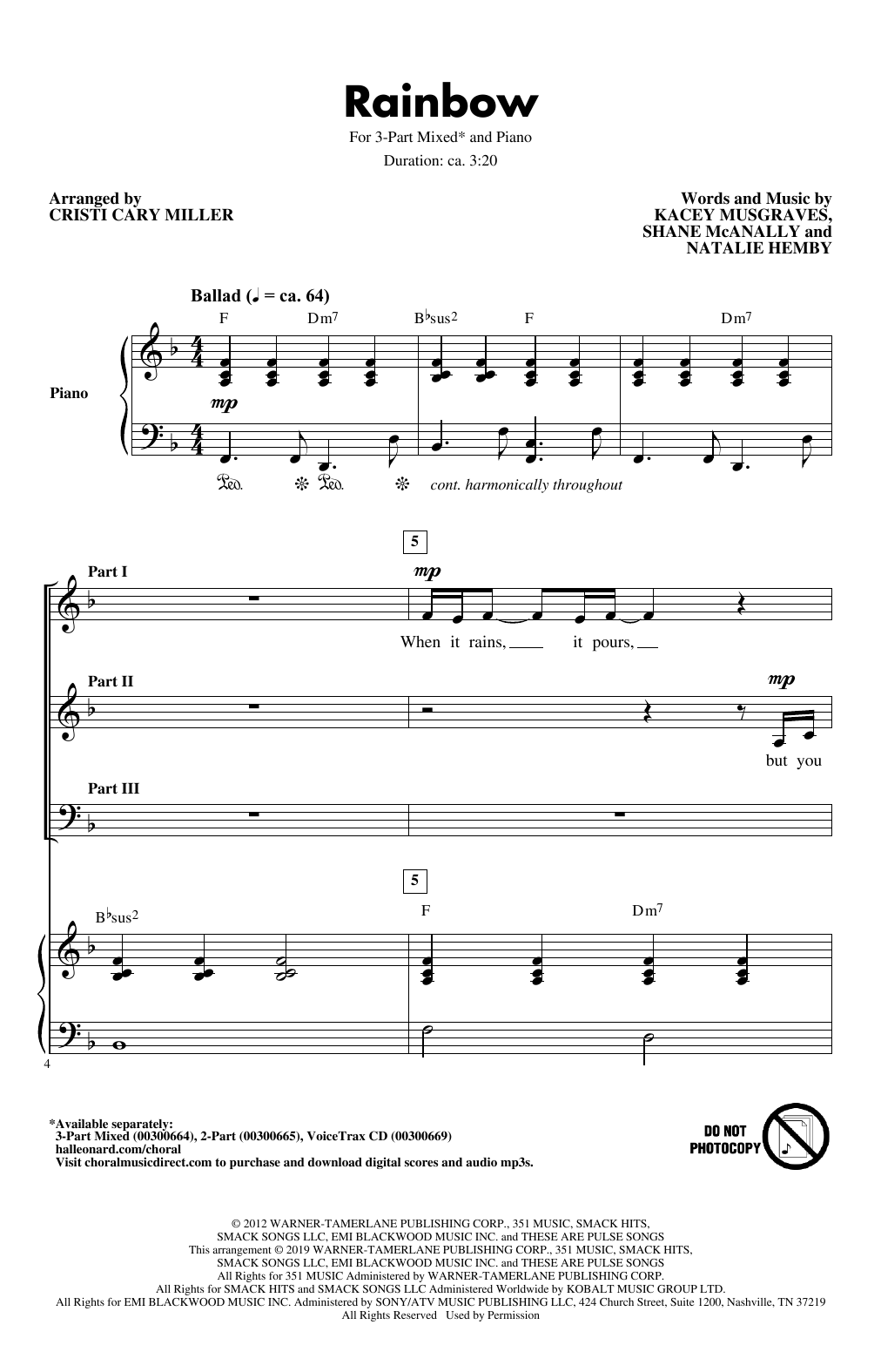 Produktbild zu: Rainbow (arr. Cristi Cary Miller)