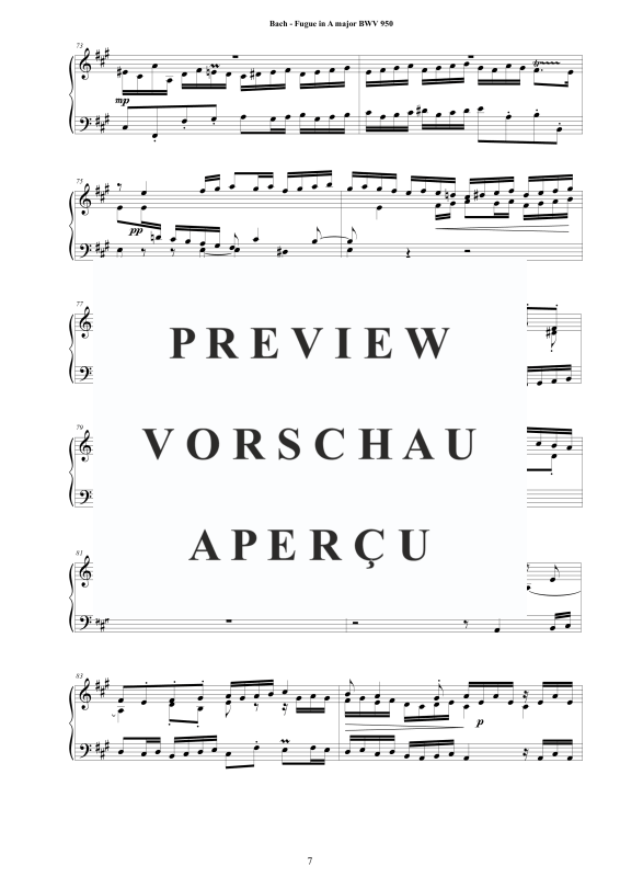 Produktgalerie: Seite 8 von 10 Fuge in A-Dur BWV 950 - Piano Version, , Klavier Solo