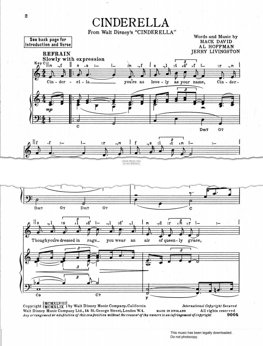 Cinderella from Cinderella Mack David Sheet Music Guitar Cinderella from Cinderella Mack David Sheet Music Guitar