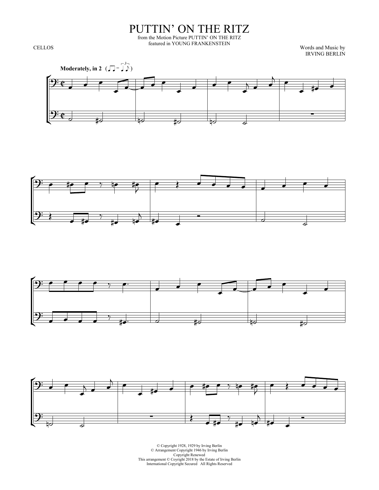 Produktgalerie: Seite 1 von 1 Puttin' On The Ritz, Irving Berlin, Violoncello