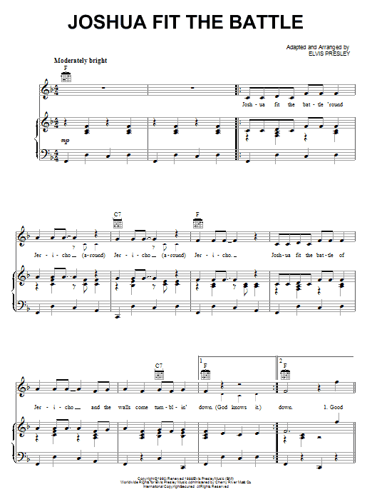 Produktgalerie: Seite 1 von 1 Joshua Fit The Battle, Elvis Presley, Gesang, Gitarre, Klavier