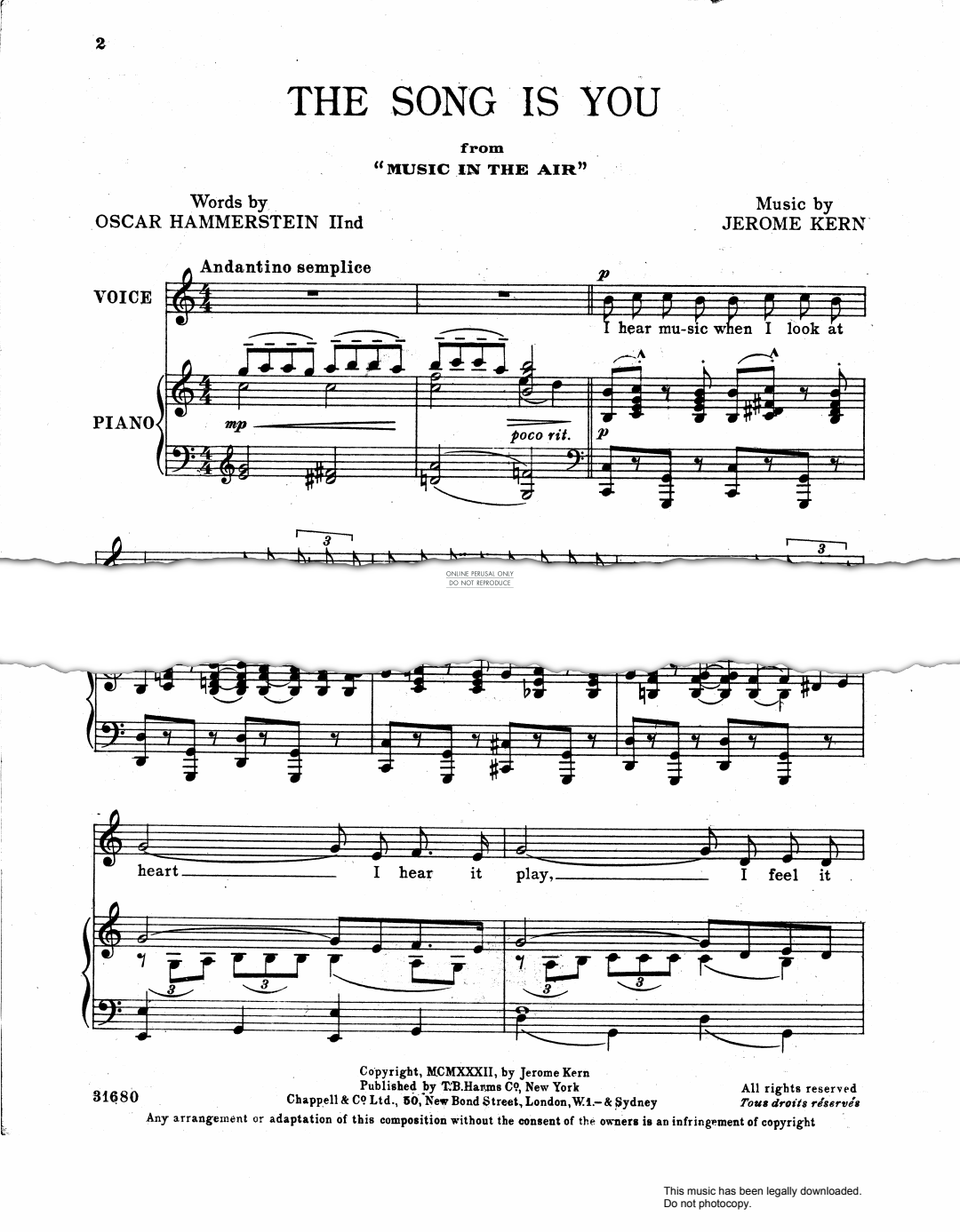 gallery: The Song Is You (from 'Music In The Air'), Jerome Kern