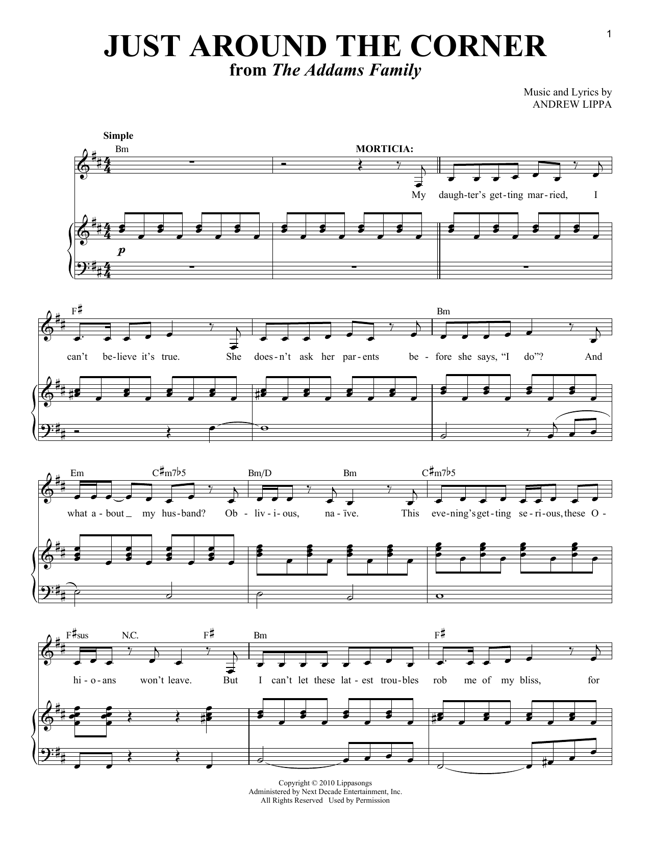 Produktbild zu: Just Around The Corner [Solo version] (from The Addams Family)