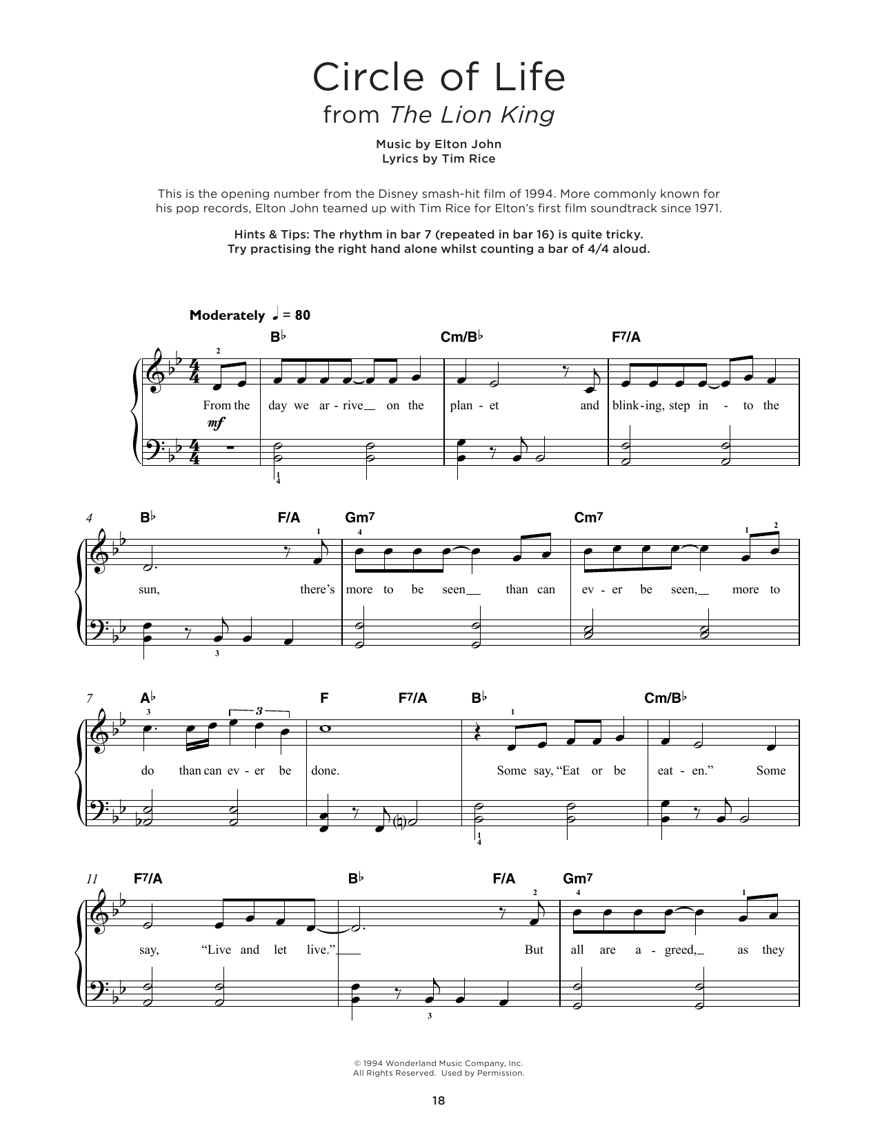 Produktbild zu: Circle Of Life (from The Lion King)