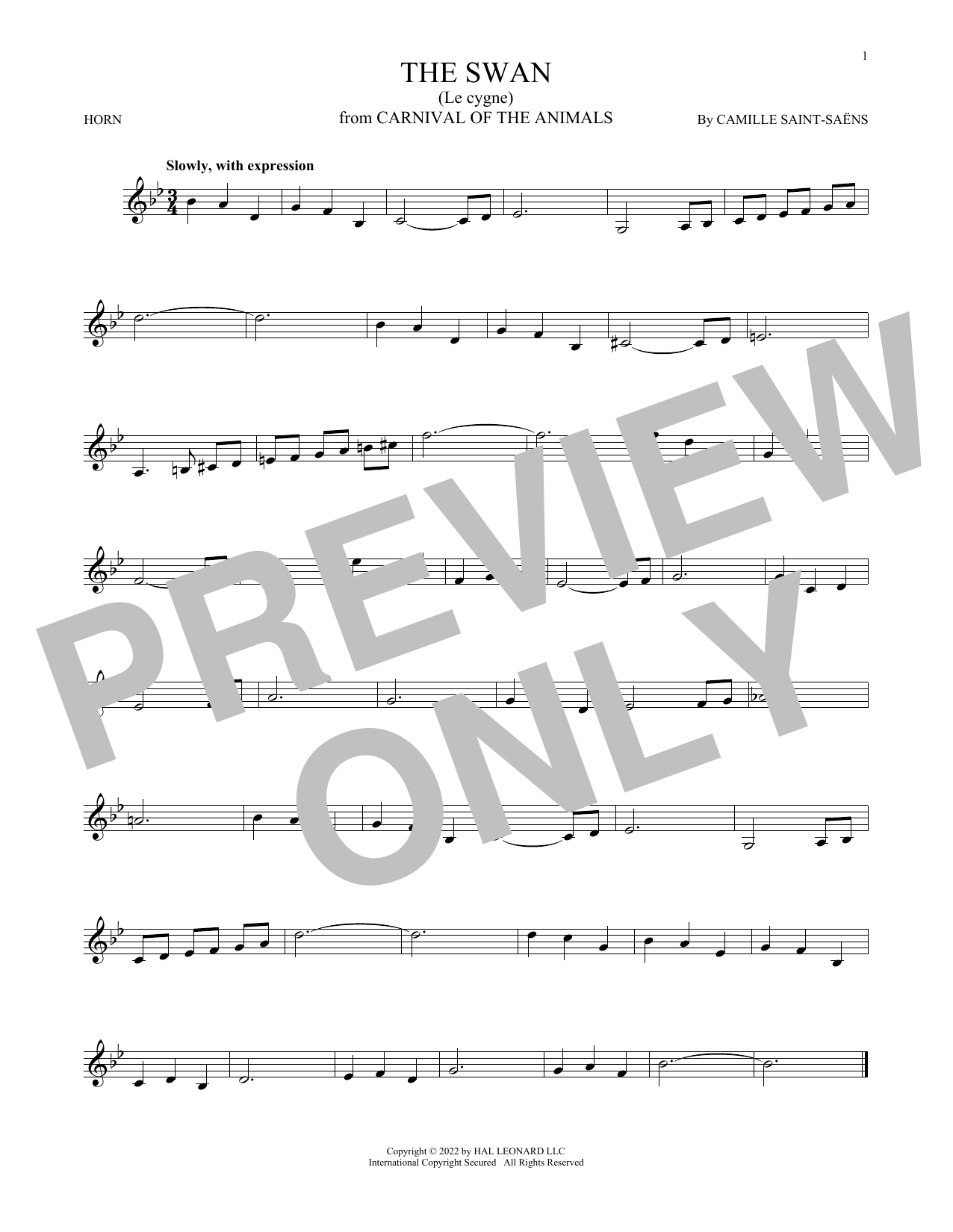 Product gallery: Page 1 of 1 The Swan (Le Cygne), Camille Saint-Saens