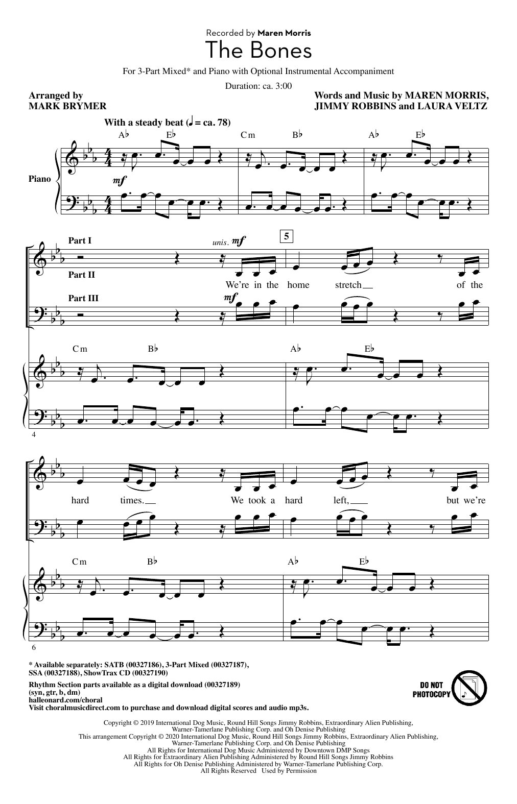 Produktbild zu: The Bones (arr. Mark Brymer)