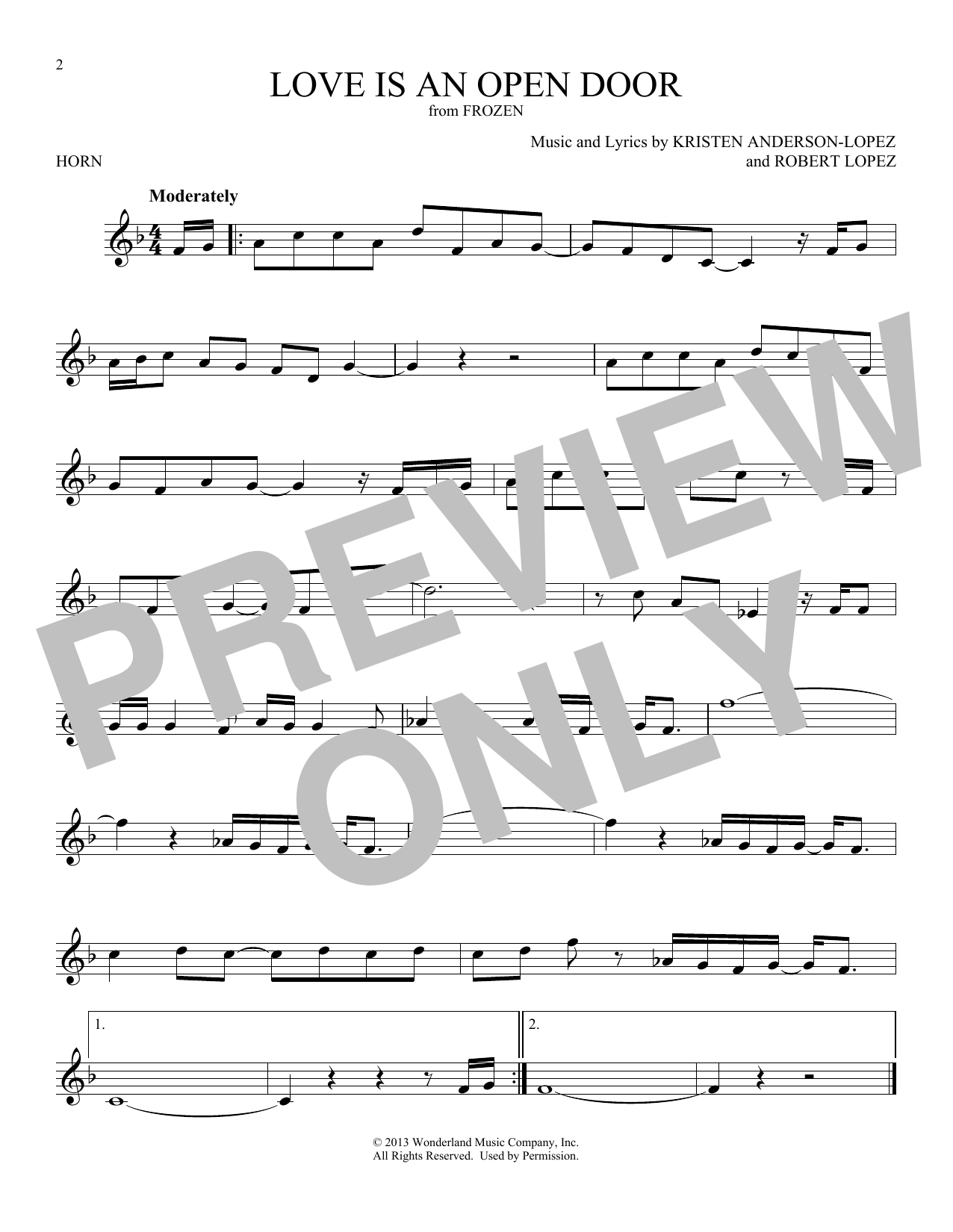 Produktgalerie: Seite 1 von 1 Love Is An Open Door (from Frozen), Kristen Bell & Santino Fontana, Horn