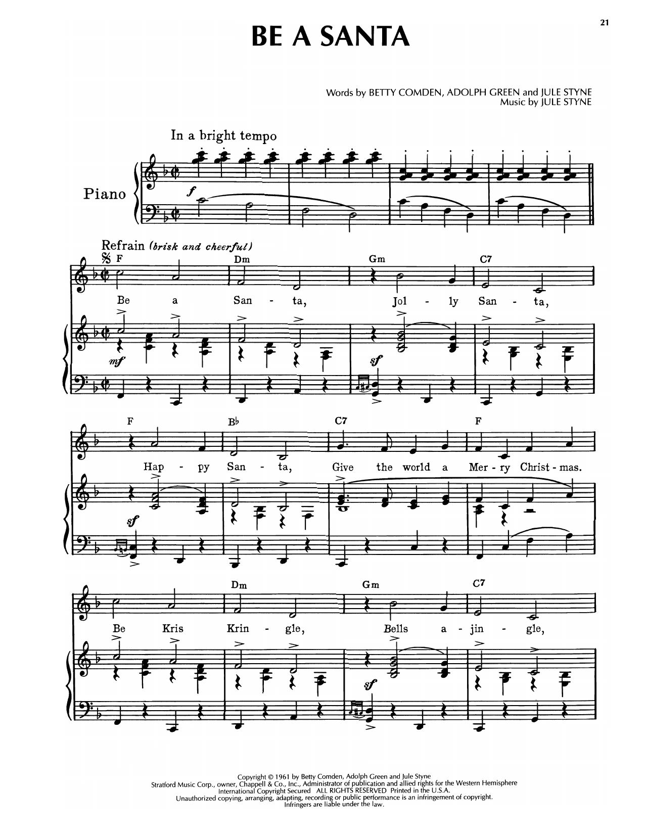 Product gallery: Page 1 of 1 Be A Santa (from Subways Are For Sleeping), Jule Styne