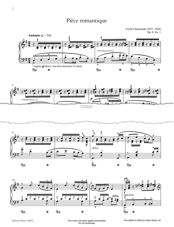 Produktgalerie: Seite 1 von 1 Pièce romantique Op. 9 No. 1, Cécile Chaminade, Klavier