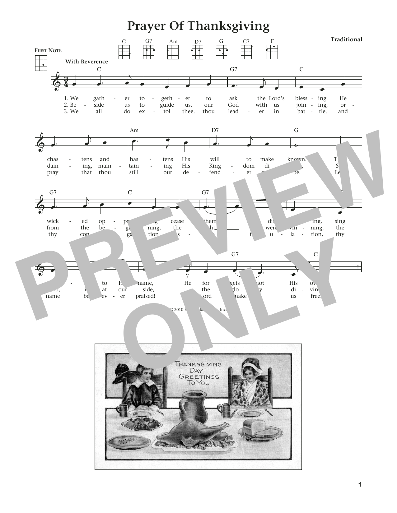 Product gallery: Page 1 of 1 Prayer Of Thanksgiving (from The Daily Ukulele) (arr. Liz and Jim Beloff), Traditional