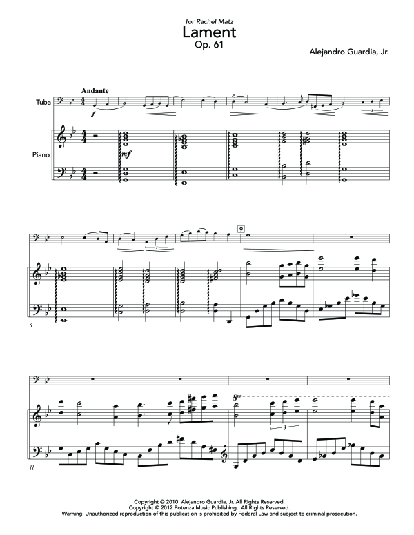 Product gallery: Page 1 of 9 Lament, , (tuba and piano)