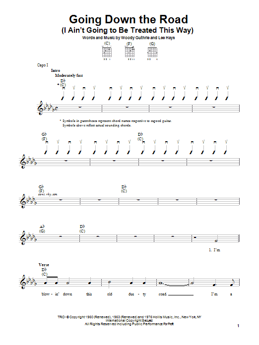 Product gallery: Page 1 of 1 Going Down The Road (I Ain't Going To Be Treated This Way), Woody Guthrie