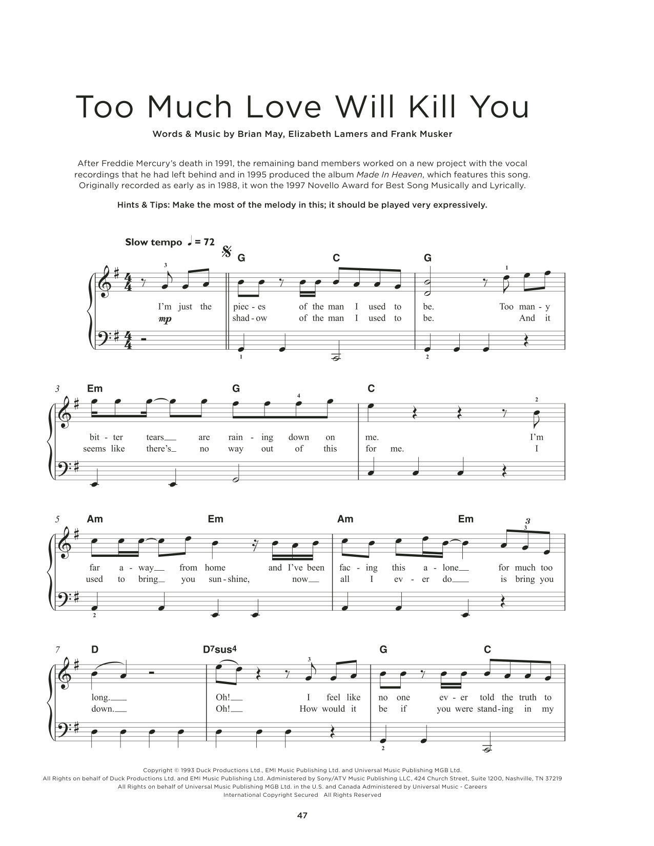 Product picture to: Too Much Love Will Kill You