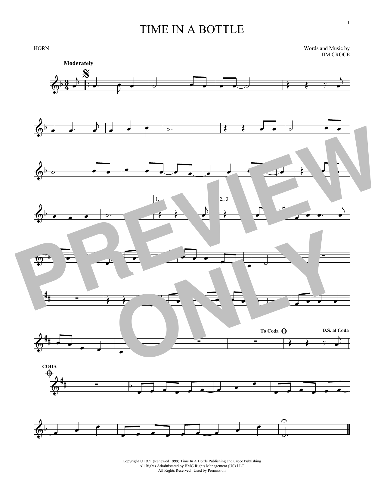 Produktgalerie: Seite 1 von 1 Time In A Bottle, Jim Croce, Horn