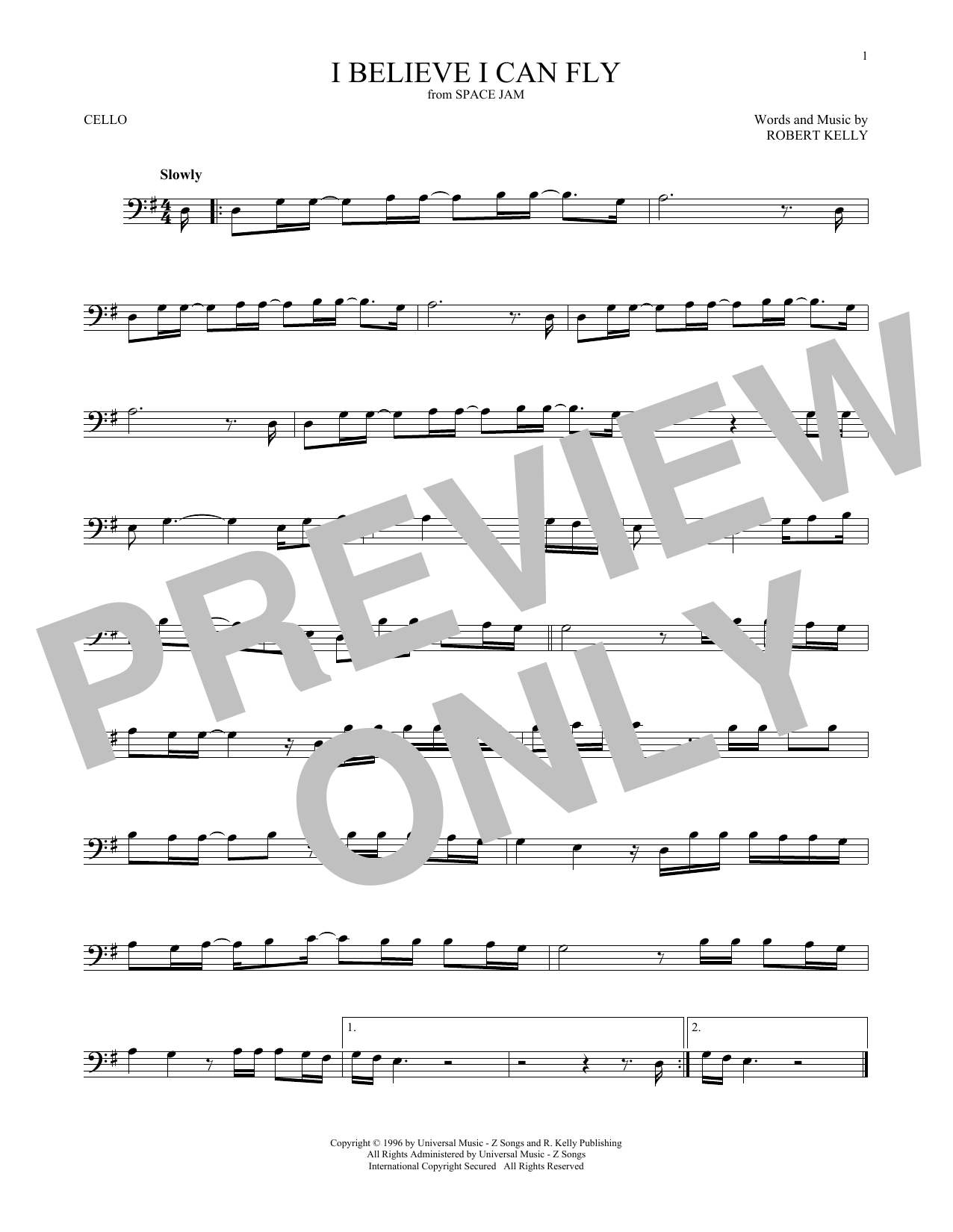 Produktgalerie: Seite 1 von 1 I Believe I Can Fly, R. Kelly, Violoncello