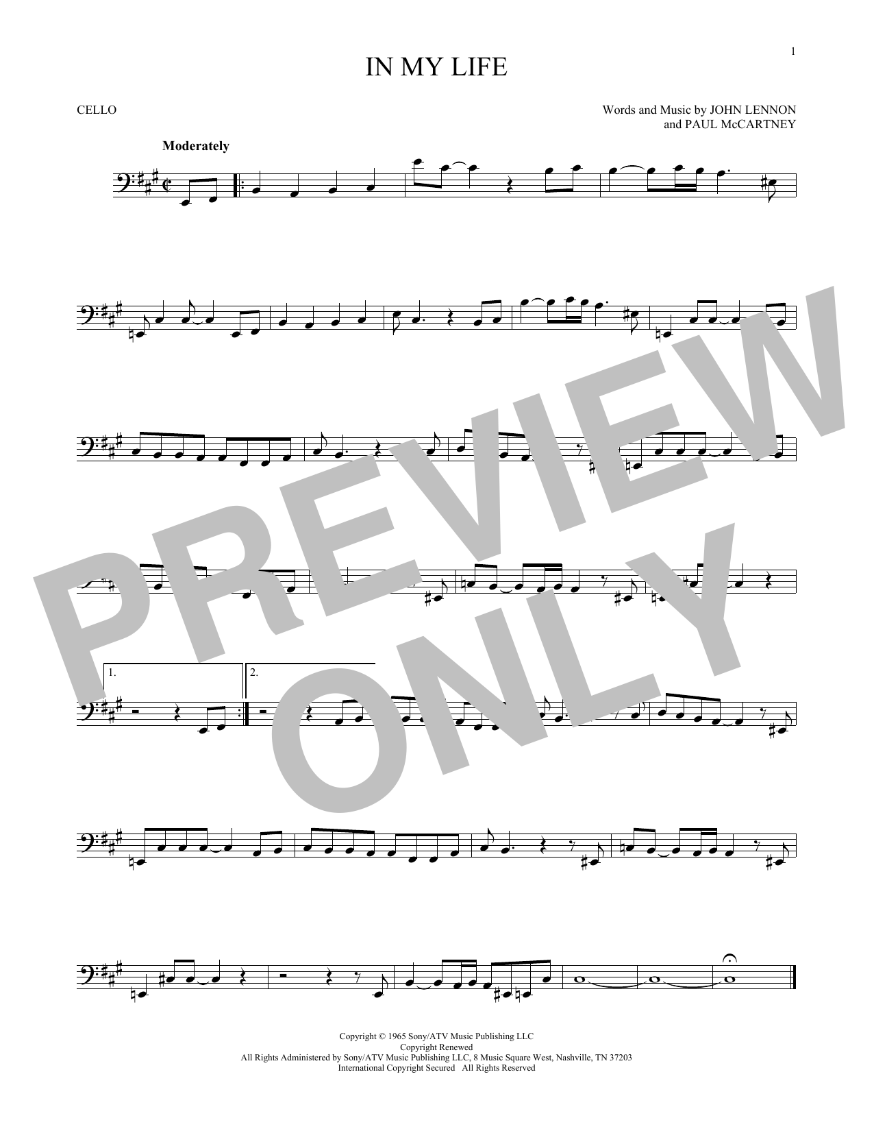 Produktgalerie: Seite 1 von 1 In My Life, The Beatles, Violoncello