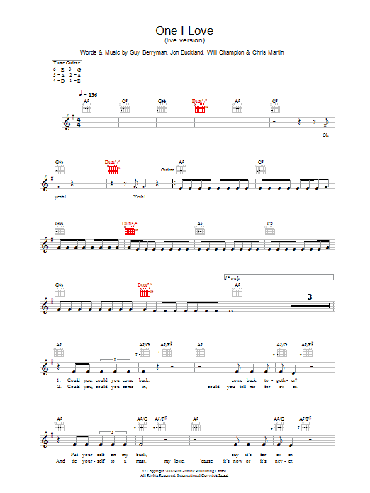 Produktgalerie: Seite 1 von 1 One I Love, Coldplay, Melodieinstrument