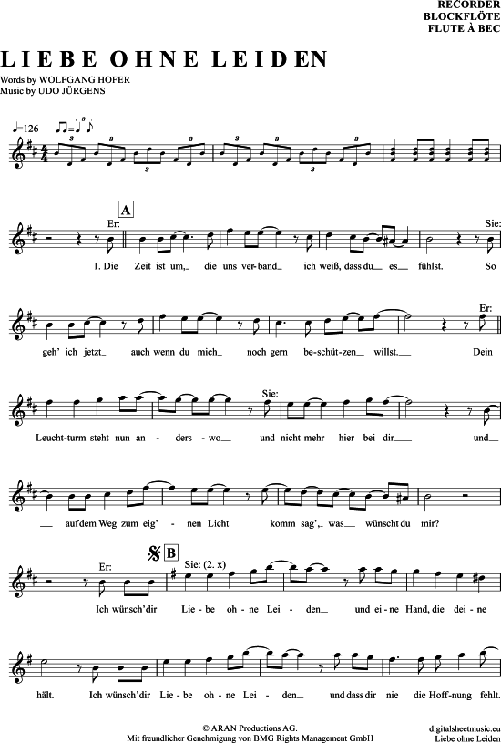 gallery: Liebe Ohne Leiden , Jürgens, Udo, (Blockflöte)