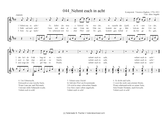 Product picture to: Nehmt euch in acht Vincenzo Righini, 1756-1812 