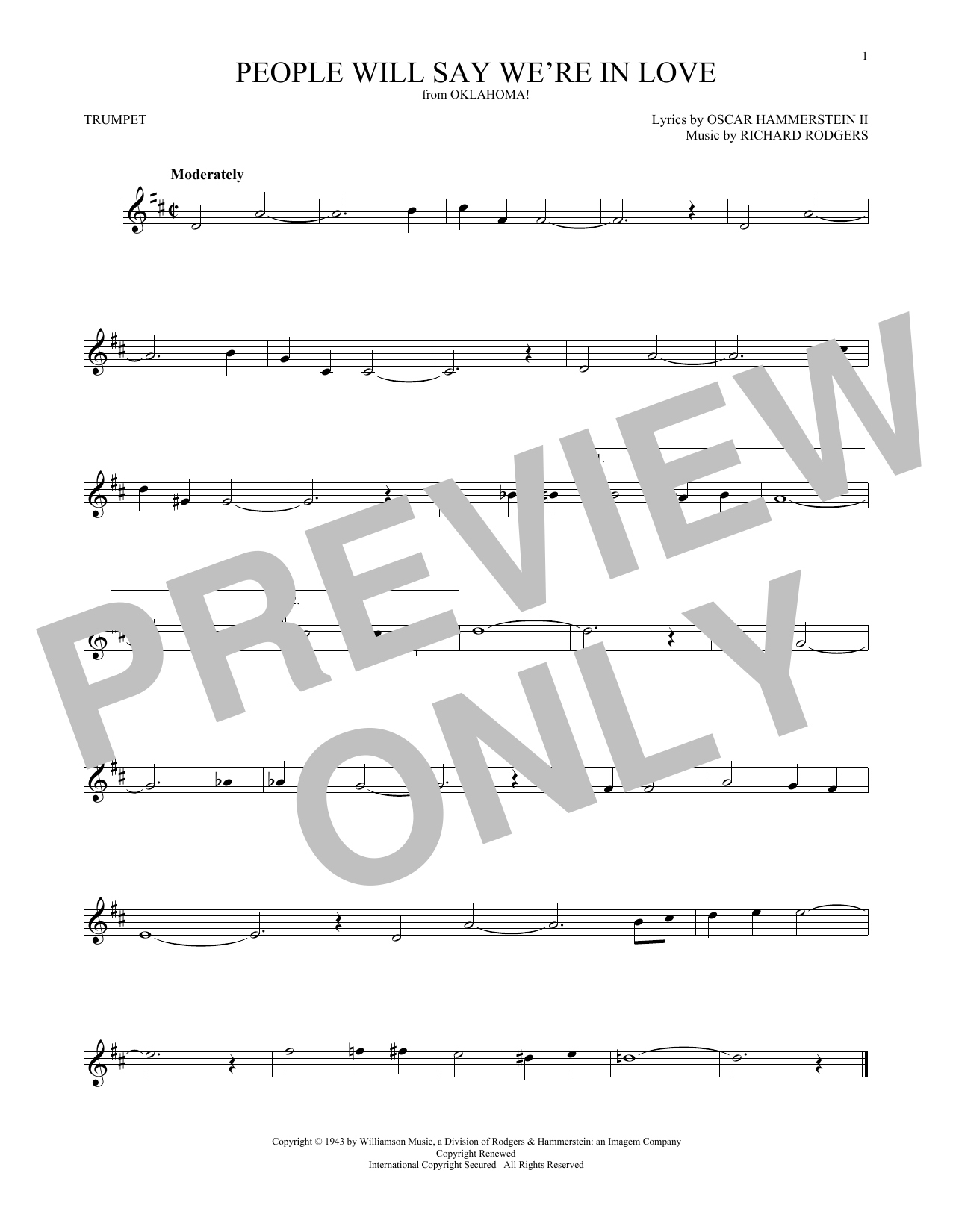 Produktgalerie: Seite 1 von 1 People Will Say We're In Love (from Oklahoma!), Rodgers & Hammerstein, Trompete