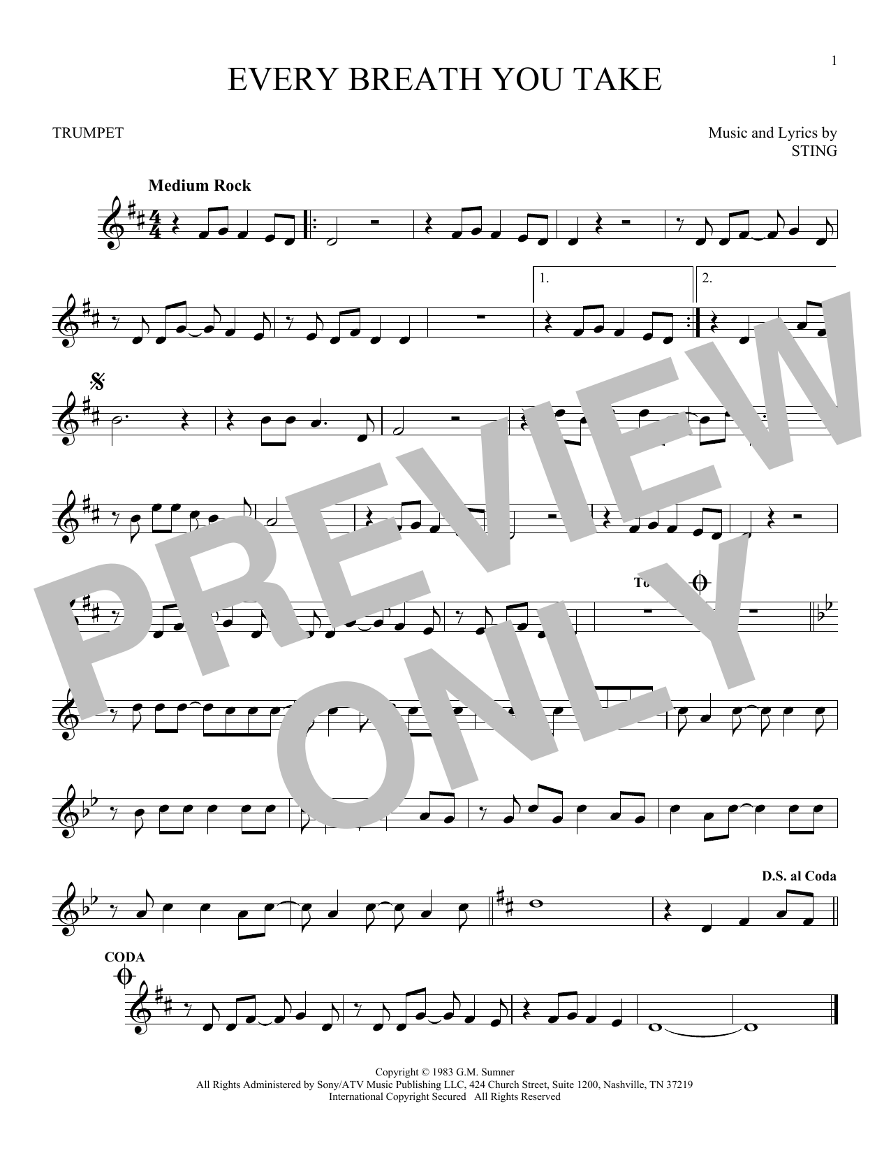 Produktgalerie: Seite 1 von 1 Every Breath You Take, The Police, Trompete