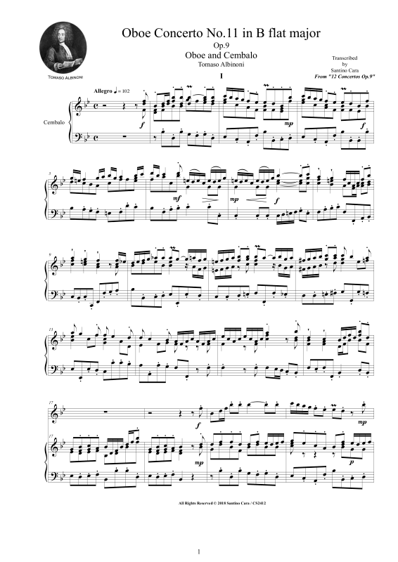 Produktbild zu: Oboe Concerto No.11 in B-Dur Op.9Tomaso Albinoni