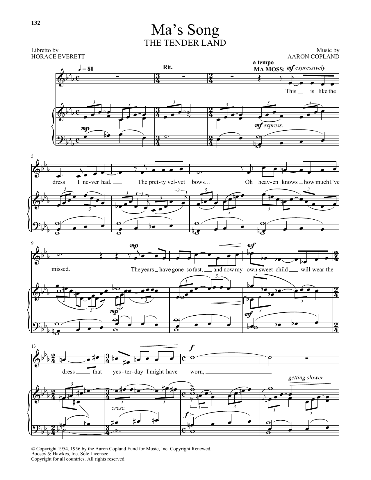 Product picture to: Ma's Song (from The Tender Land)