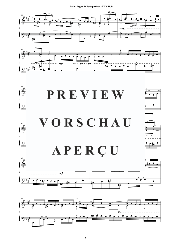 Produktgalerie: Seite 4 von 7 Fuge in Fis-Moll BWV 883b, , Klavier Solo