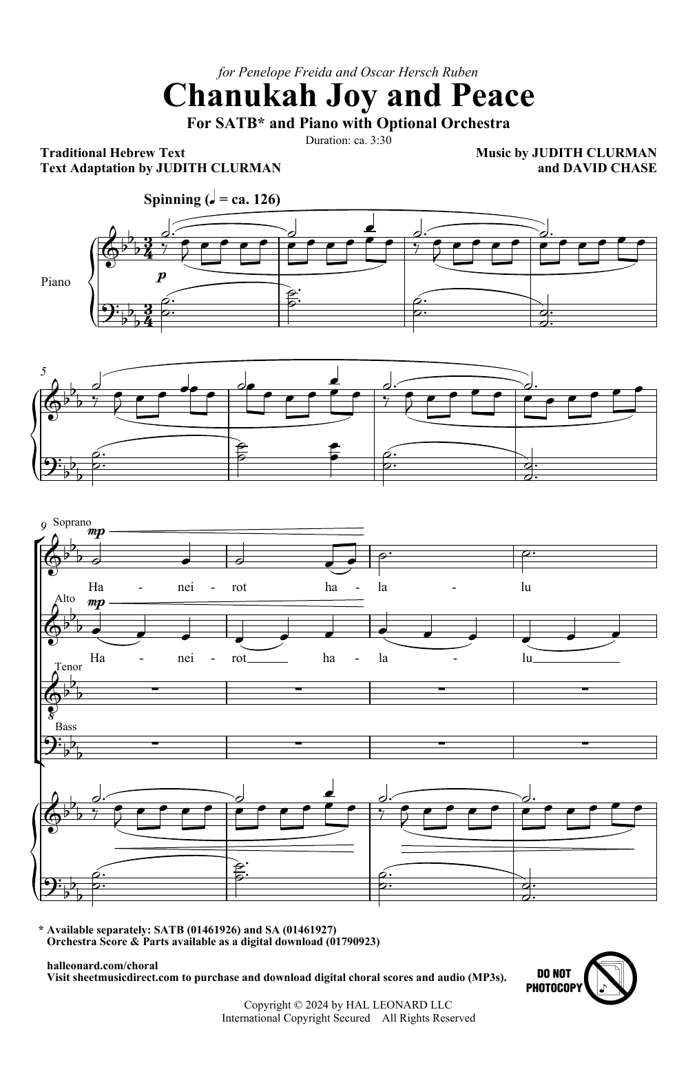 Produktgalerie: Seite 1 von 1 Chanukah Joy And Peace, Judith Clurman and David Chase, Chor