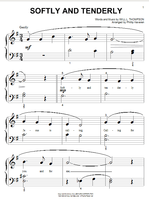 Produktbild zu: Softly And Tenderly (arr. Phillip Keveren)