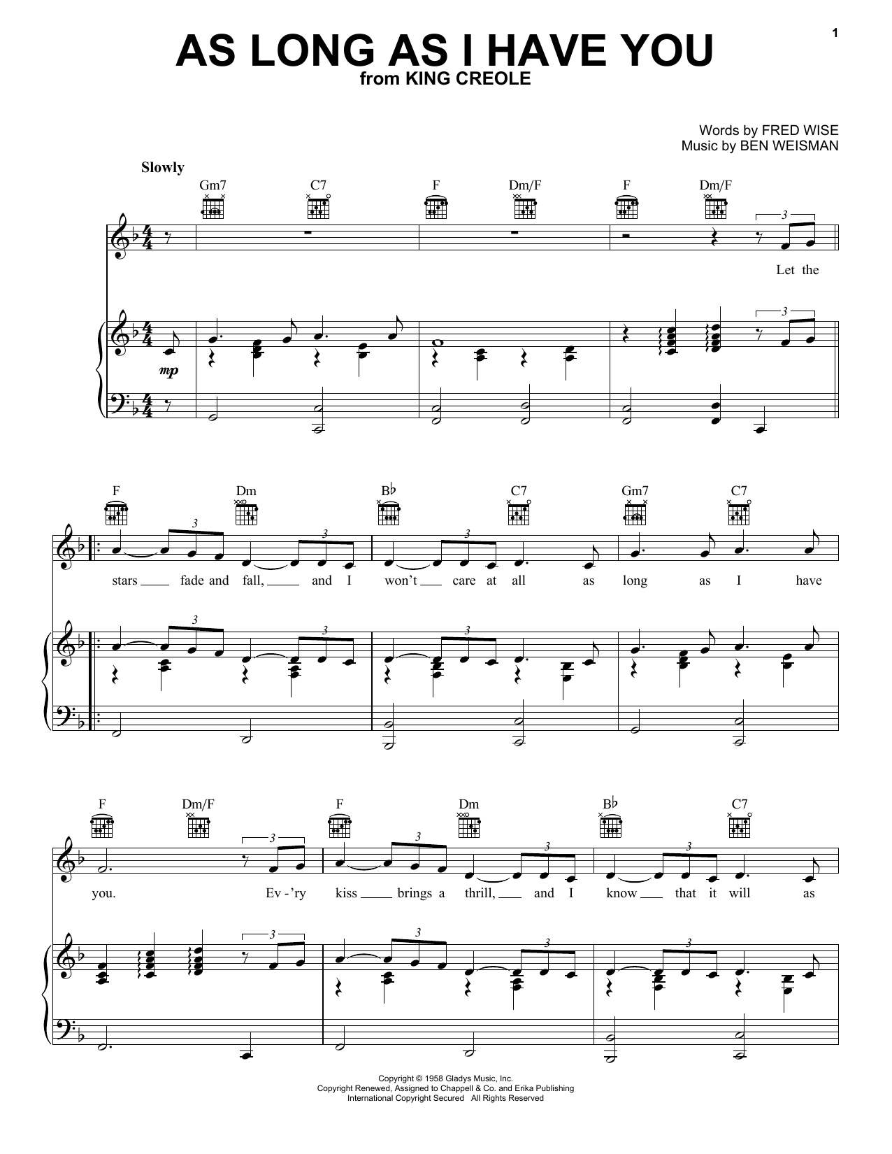 Produktgalerie: Seite 1 von 1 As Long As I Have You, Elvis Presley, Gesang, Gitarre, Klavier
