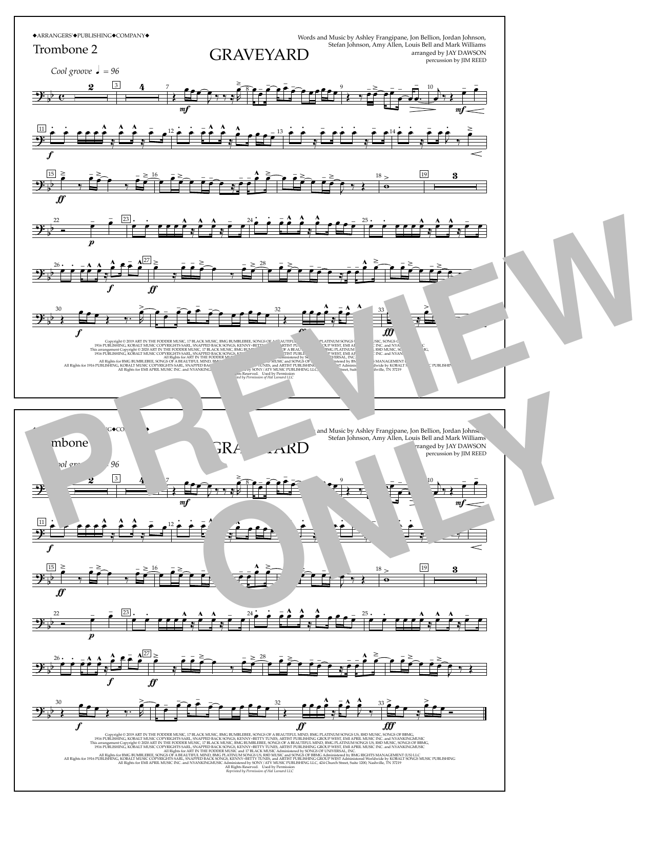 Produktbild zu: Graveyard (arr. Jay Dawson) - Trombone 2