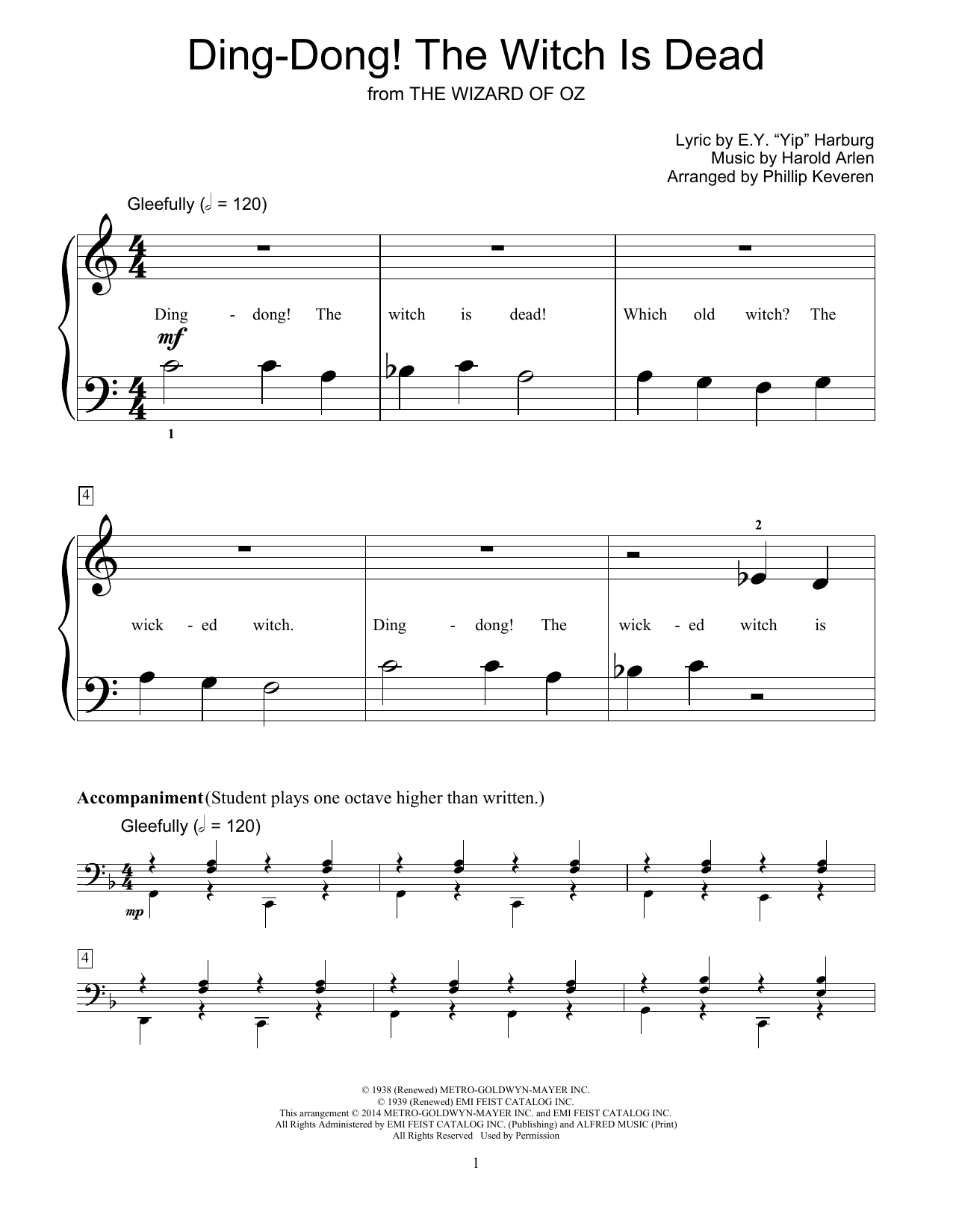 Product picture to: Ding-Dong! The Witch Is Dead (from The Wizard Of Oz) (arr. Phillip Keveren)