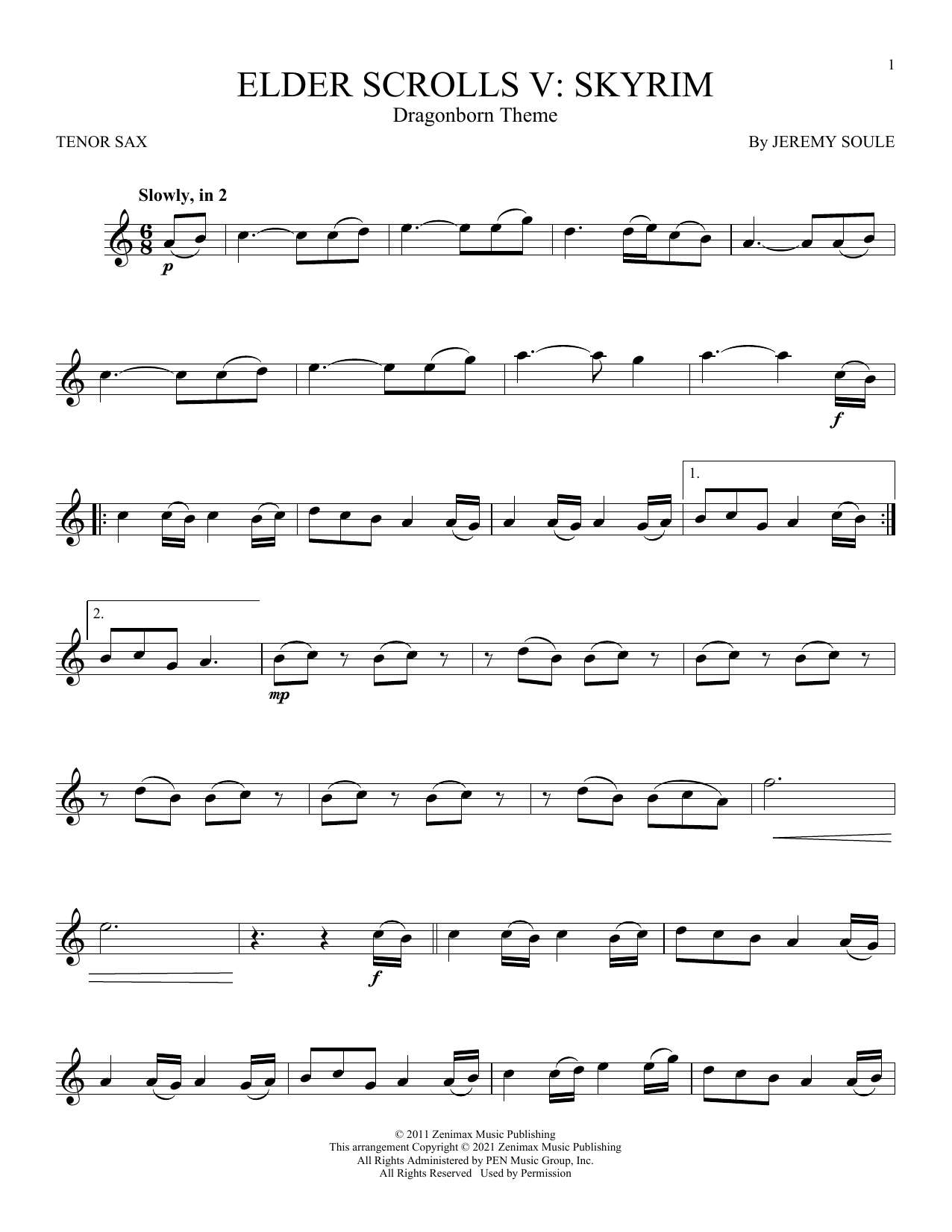 Product gallery: Page 1 of 1 Dragonborn (Skyrim Theme), Jeremy Soule