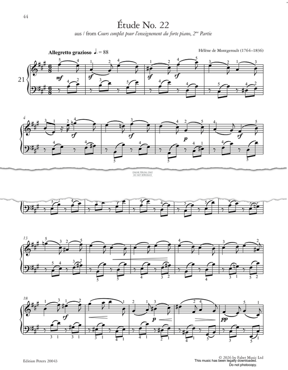 Produktgalerie: Seite 1 von 1 Étude No. 22, Hélène de Montgeroult, Klavier